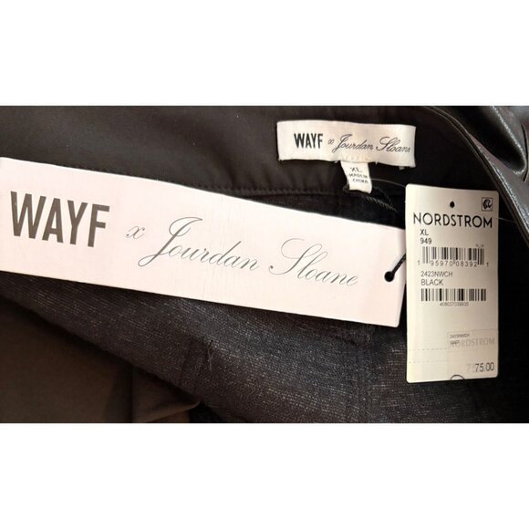 WAYF & Sloane Nordstrom XL Black Faux Leather Zip Snap Fly Pockets Flared Pants - Picture 6 of 6